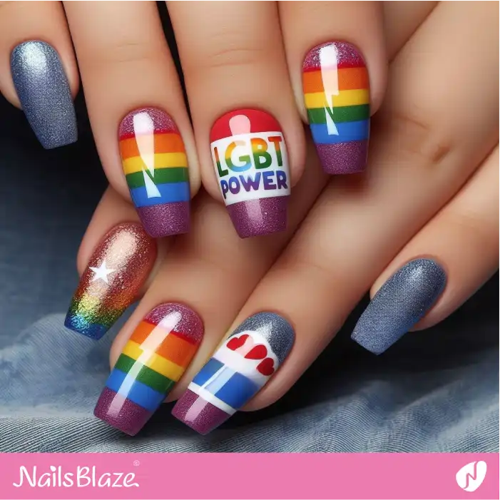 Glossy LGBT Power Nails | Pride | LGBTQIA2S+ Nails - NB2395